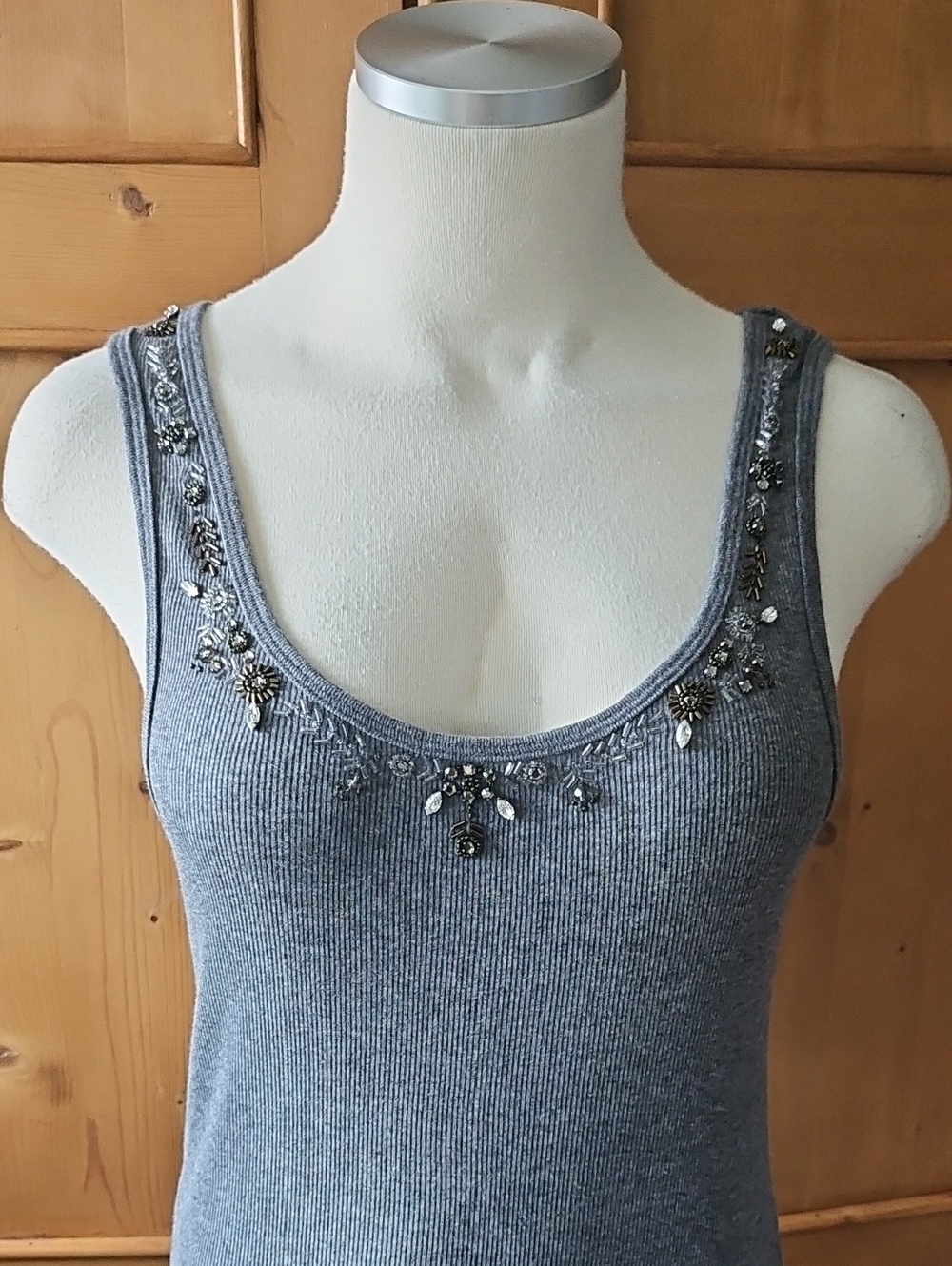 J. Crew Jeweled Tank Top Grey Size Large